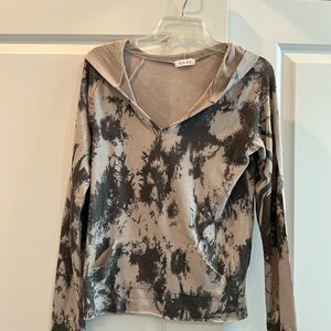 Black and grey Tie Dye hooded sweatshirt